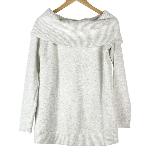 Ann Taylor Factory Sweaters - Ann Taylor Women's Oatmeal Cream Soft Off the Shoulder Sweater Size M Old Money